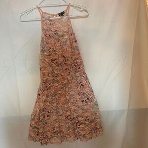 Lily Rose Coral Floral Halter Mini Dress